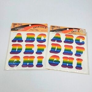 VTG Rainbow Iron On Heat-Transfer Pre-Cut Initials Letters lot of 2 70s 80s LGBT